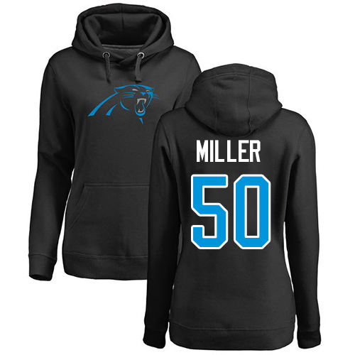 Carolina Panthers Black Women Christian Miller Name and Number Logo NFL Football #50 Pullover Hoodie Sweatshirts->women nfl jersey->Women Jersey